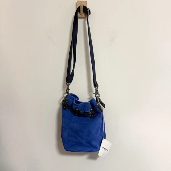 NWT Free People Blue Suede Bucket Bag - Picture 3 of 10